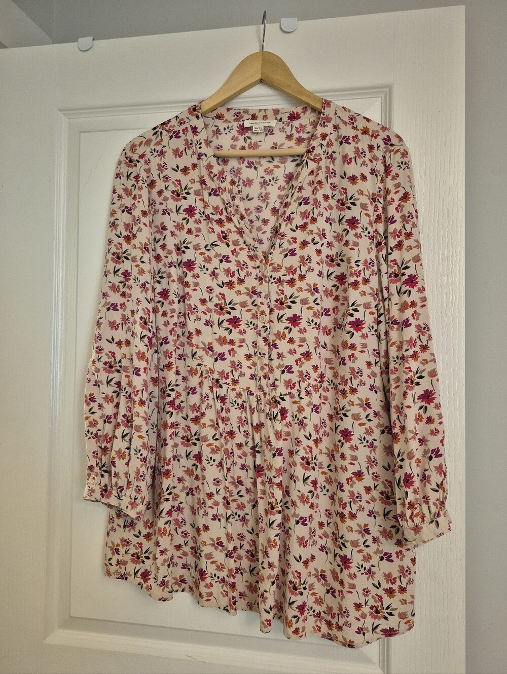 Women's Blouse Tunic with Pink Floral Print